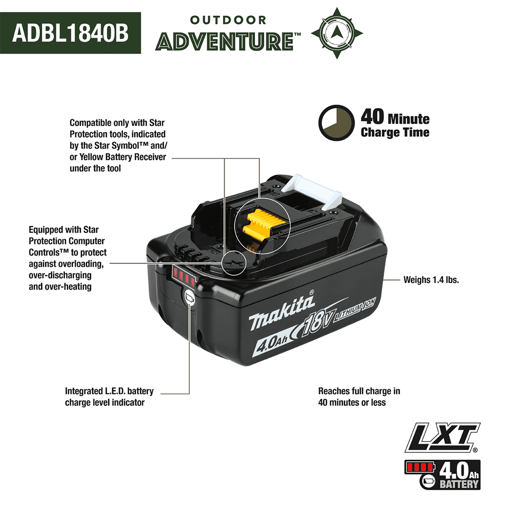 18V LXT Lithium‑Ion 4.0Ah Battery Alt 1 - Image