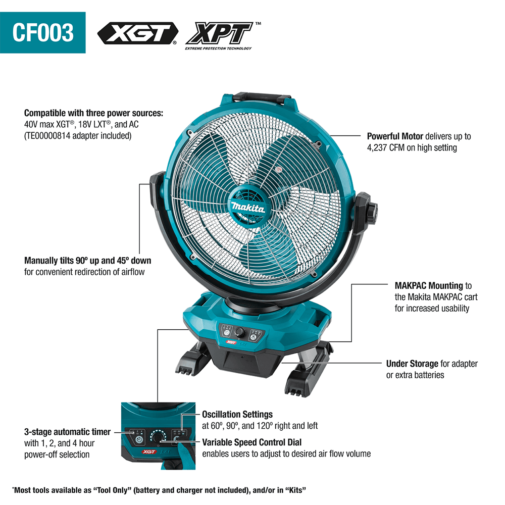 17‑3/4" 40V max XGT / 18V LXT Cordless/Corded Fan Alt 1 - Image