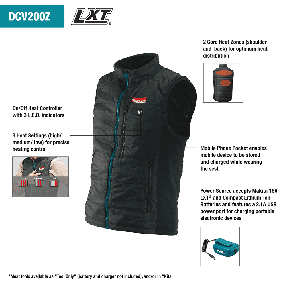 18V LXT Lithium‑Ion XL Cordless Heated Vest, Vest Only, Black Alt 1 - Image