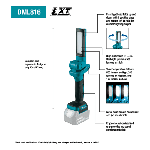 18V LXT Lithium-Ion Cordless 18 L.E.D. Flashlight, Flashlight Only Alt 8 - Image