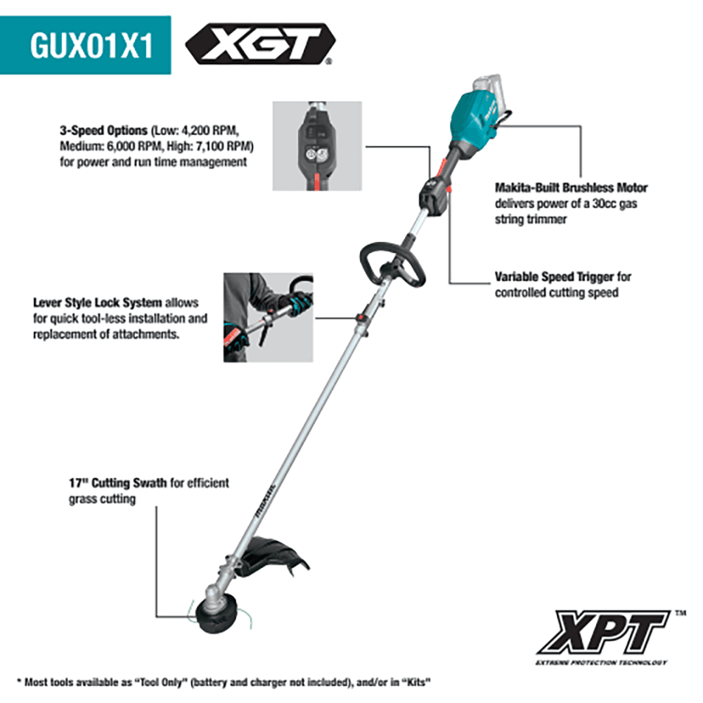 40V Max XGT Brushless Cordless Couple Shaft Power Head Kit with 17" String Trimmer Attachment (5.0Ah) Alt 3 - Image