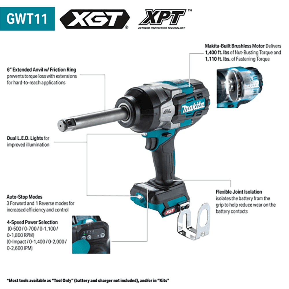 40V Max XGT Brushless Drive Extended Anvil Impact Wrench with Friction Ring, Tool Only Alt 1 - Image