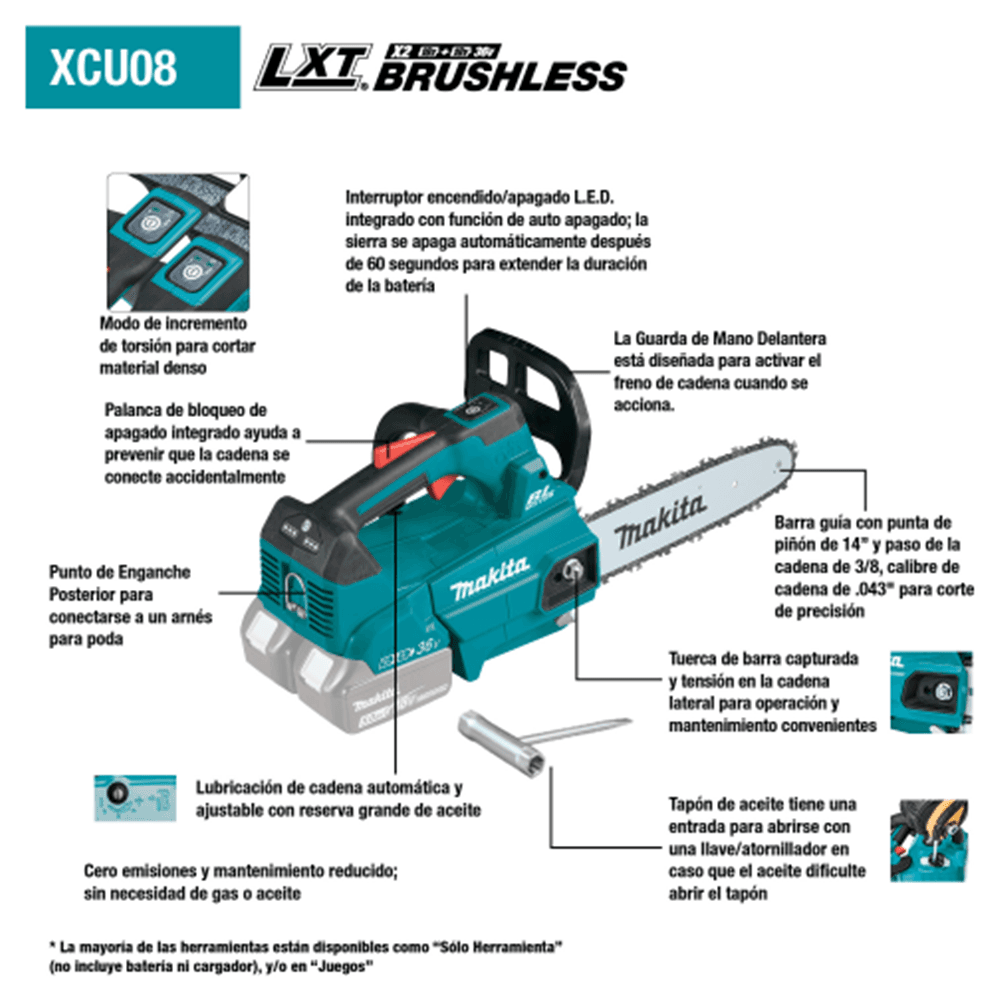 36V LXT Brushless 14" Top Handle Chain Saw Tool Only Alt 2 - Image