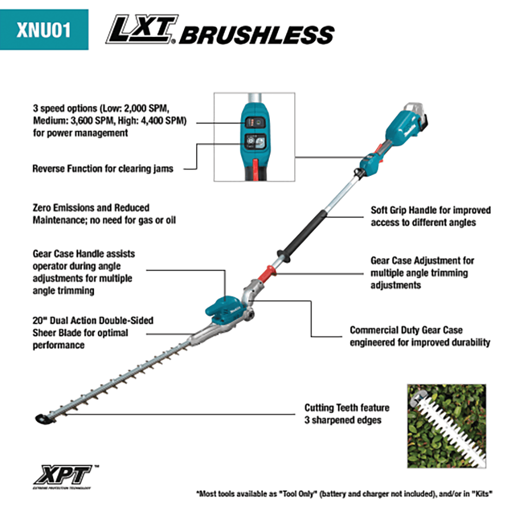 18V LXT Lithium‑Ion Brushless Cordless 20" Articulating Pole Hedge Trimmer, Tool Only Alt 10 - Image