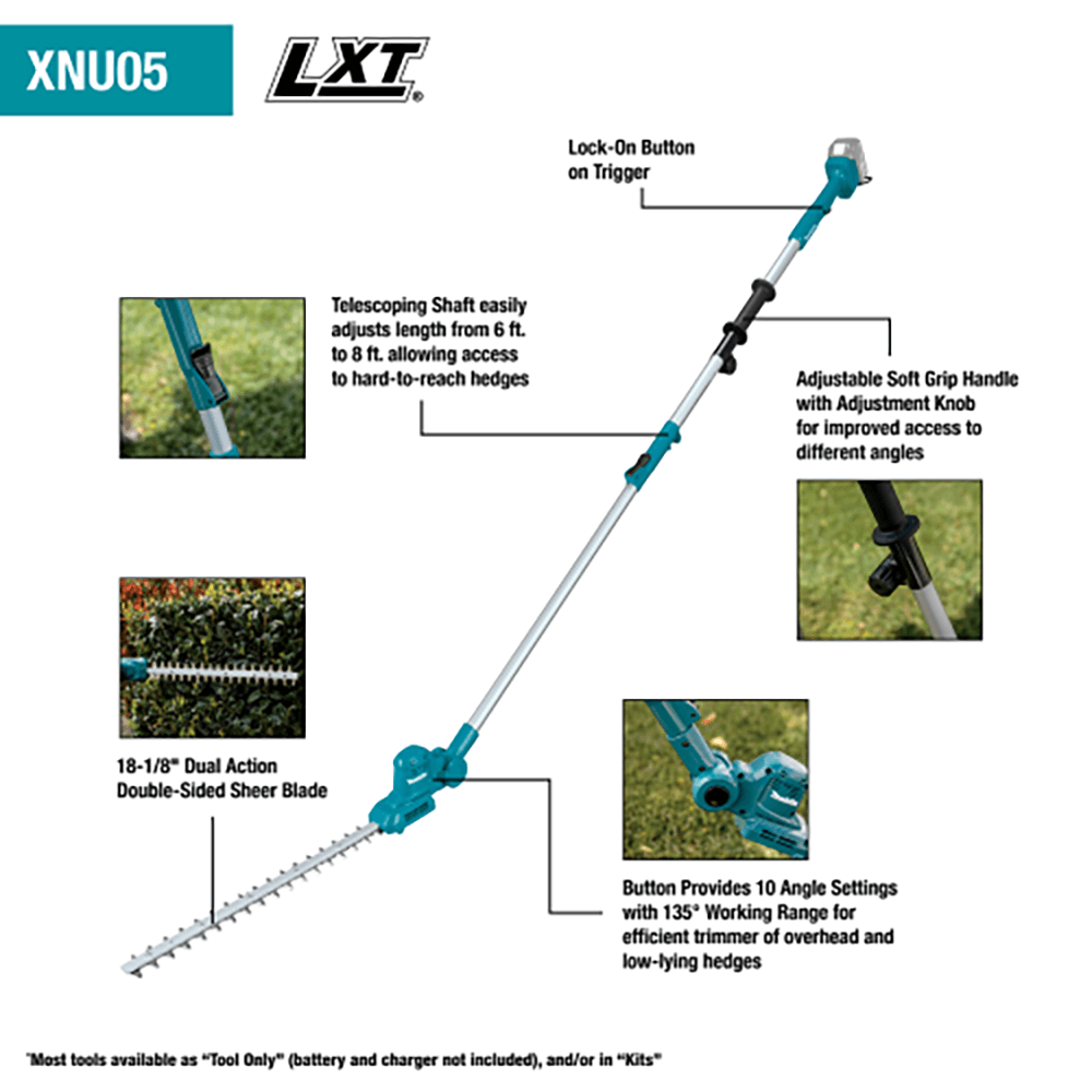 18V LXT Lithium‑Ion Cordless 18" Telescoping Articulating Pole Hedge Trimmer Kit (4.0Ah) Alt 2 - Image
