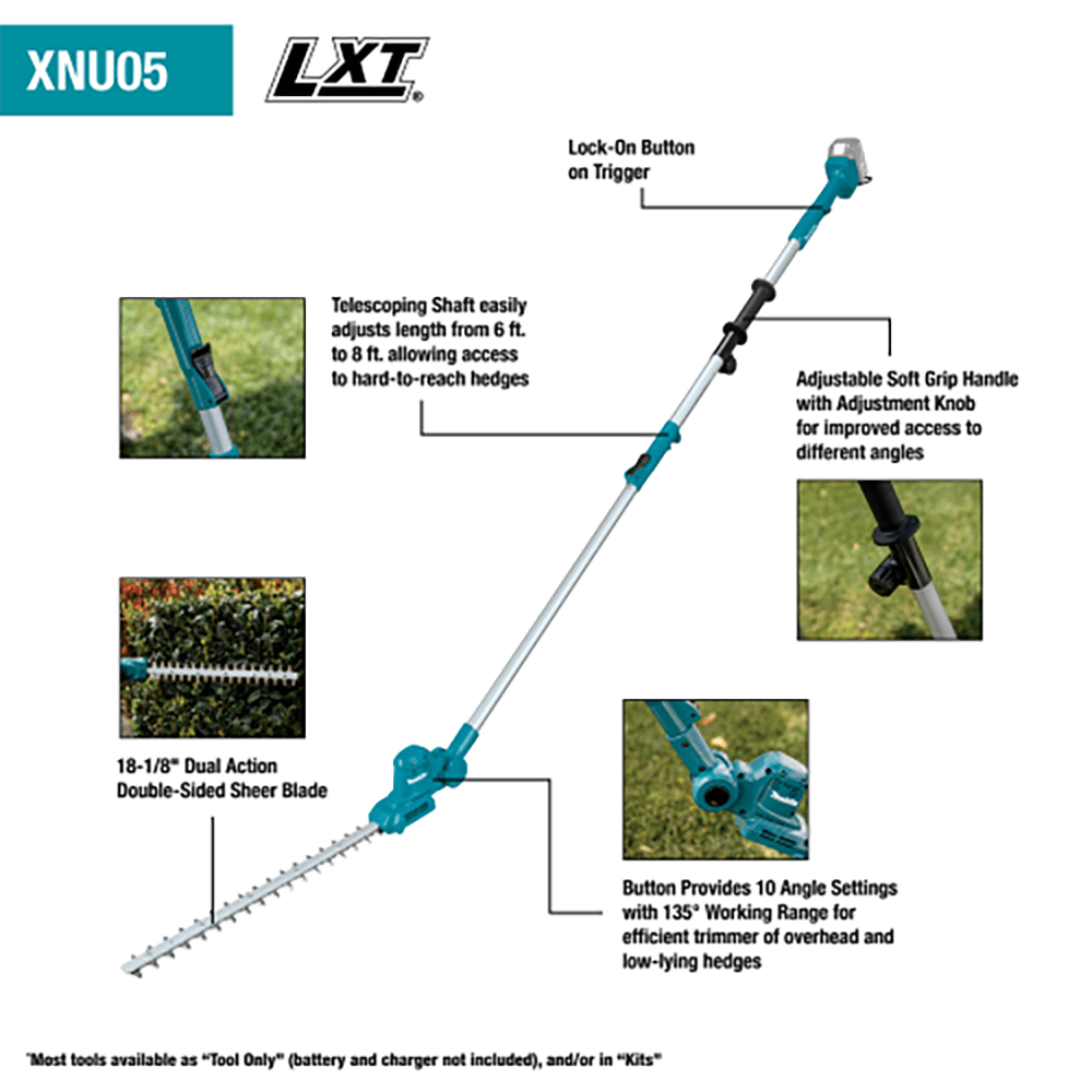 18V LXT Lithium‑Ion Cordless 18" Telescoping Articulating Pole Hedge Trimmer, Tool Only Alt 1 - Image
