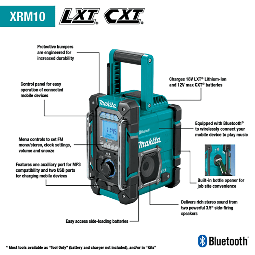 18V LXT 12V Max CXT Lithium‑Ion Cordless/Corded Bluetooth Job Site Charger/Radio, Tool Only Alt 1 - Image