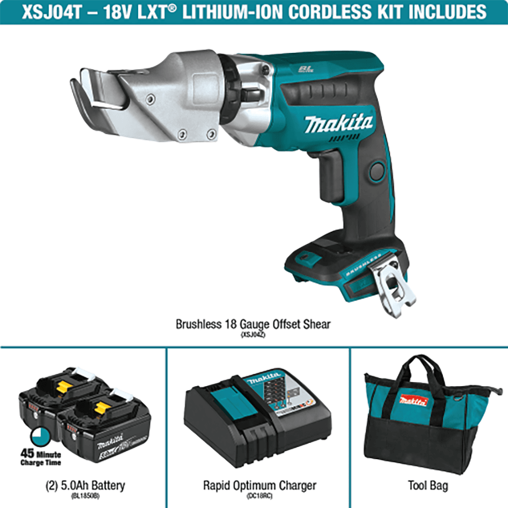 18V LXT Lithium‑Ion Brushless Cordless 18 Gauge Offset Shear Kit (5.0Ah) Alt 9 - Image