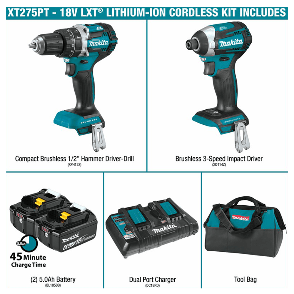 Makita 18V LXT Dual Port Charger with 45 Minute Charge Time