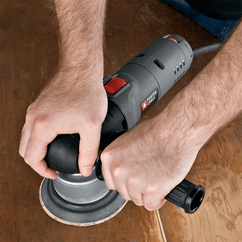 Proprietary counter balance for use with 5 inch sanding/polishing pad on Porter Cable Sander