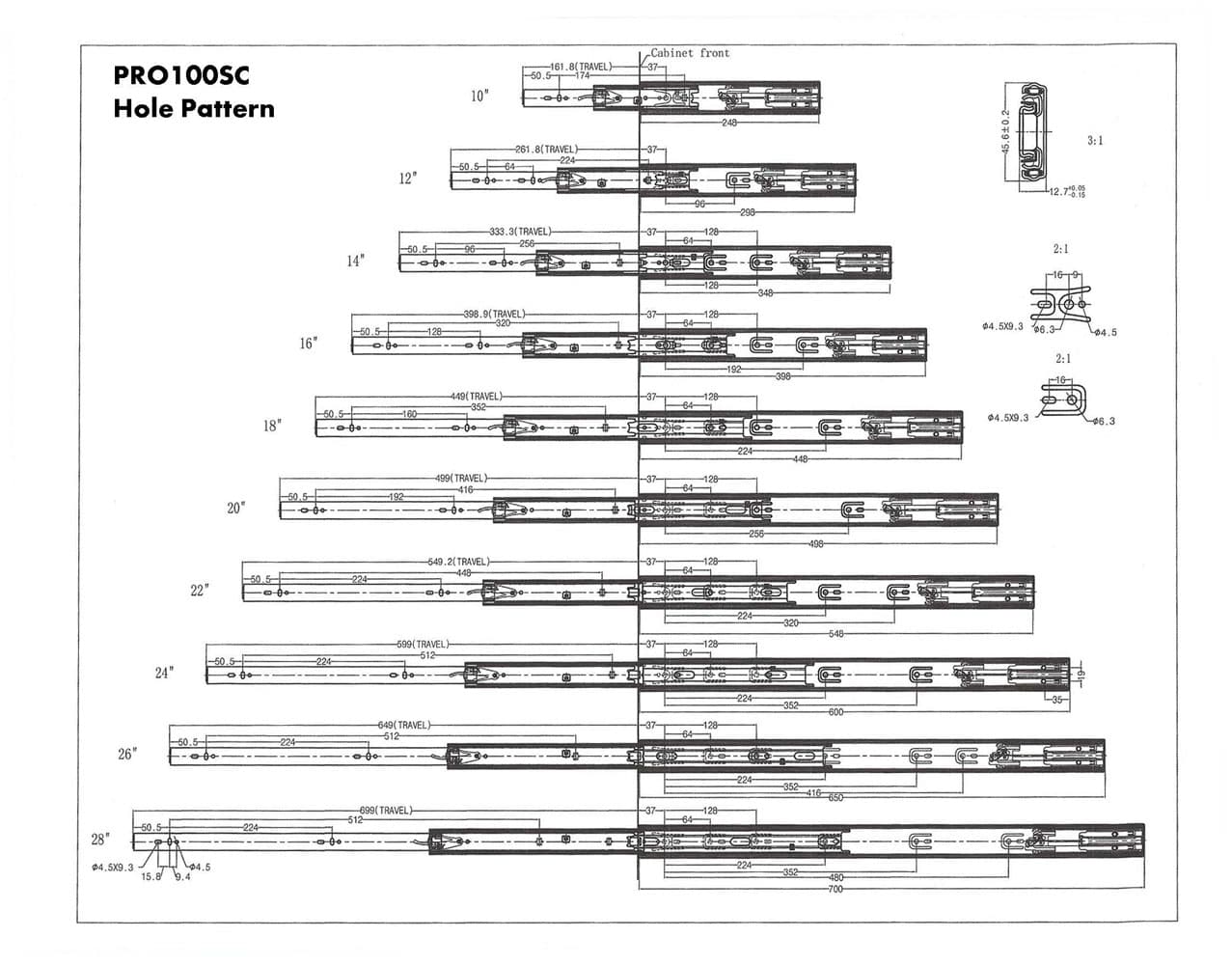 PRO100SC Hole Pattern