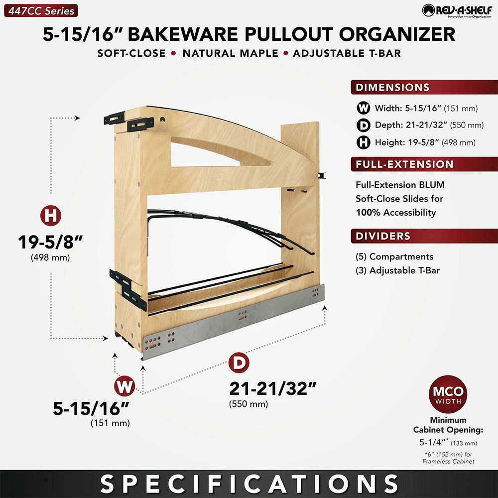 5" Craftsman Base Cabinet Pullout with Tray Divider/Foil Wrap Holder for 9" Base Cabinets, Light Brown Alt 10 - Image
