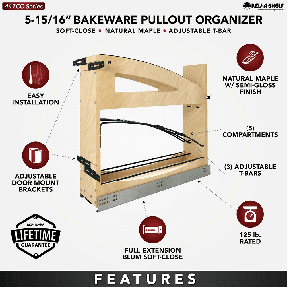 5" Craftsman Base Cabinet Pullout with Tray Divider/Foil Wrap Holder for 9" Base Cabinets, Light Brown Alt 11 - Image