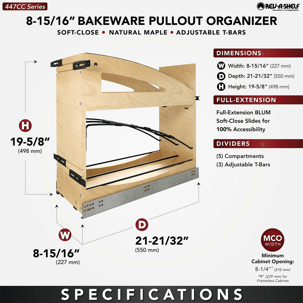 8" Craftsman Base Cabinet Pullout with Tray Divider/Foil Wrap Holder for 12" Base Cabinets, Light Brown Alt 12 - Image