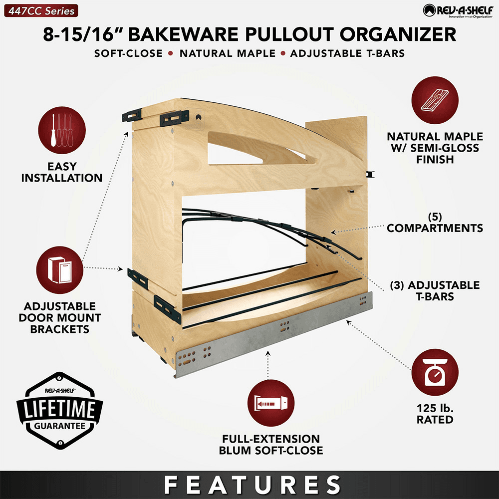 8" Craftsman Base Cabinet Pullout with Tray Divider/Foil Wrap Holder for 12" Base Cabinets, Light Brown Alt 13 - Image