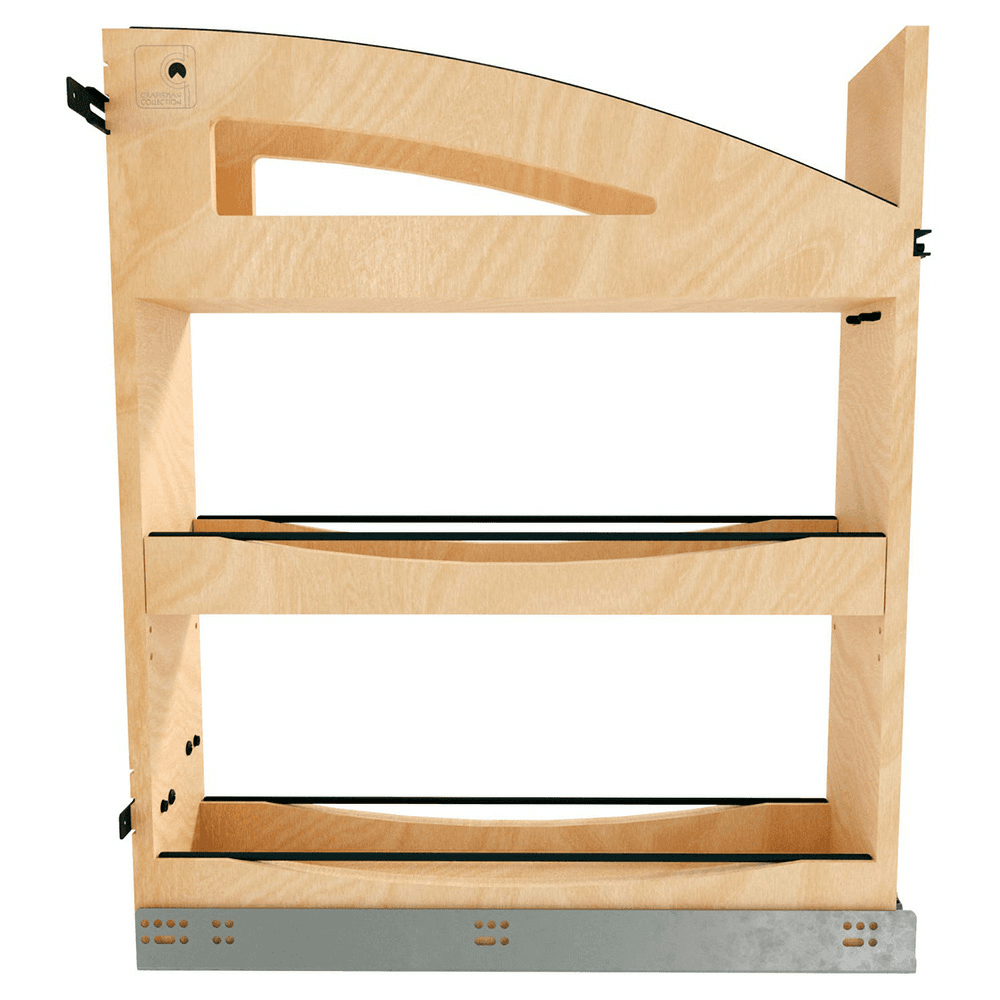 5" Craftsman Base Cabinet Pullout Organizer with Black Accents for 9" Base Cabinets, Light Brown Alt 1 - Image