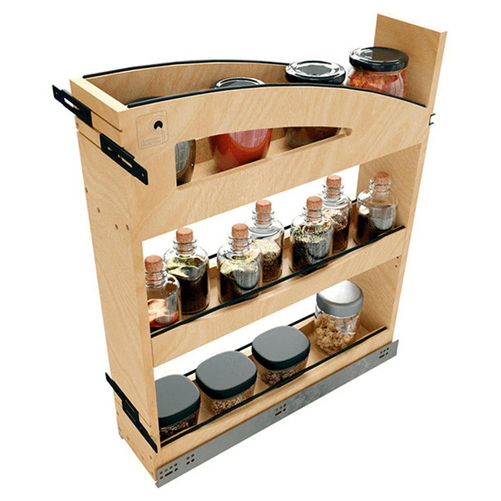 5" Craftsman Base Cabinet Pullout Organizer with Black Accents for 9" Base Cabinets, Light Brown Alt 6 - Image