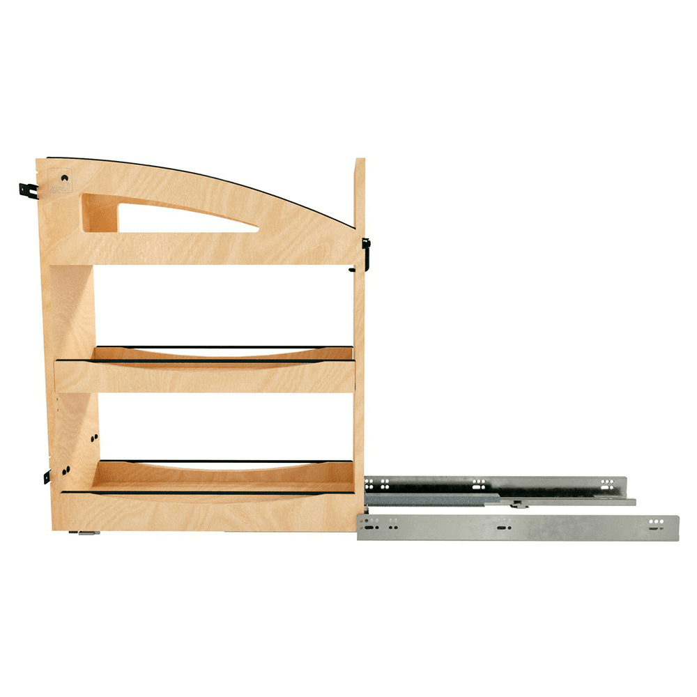 8" Craftsman Base Cabinet Pullout Organizer with Black Accents for 12" Base Cabinets, Light Brown Alt 2 - Image