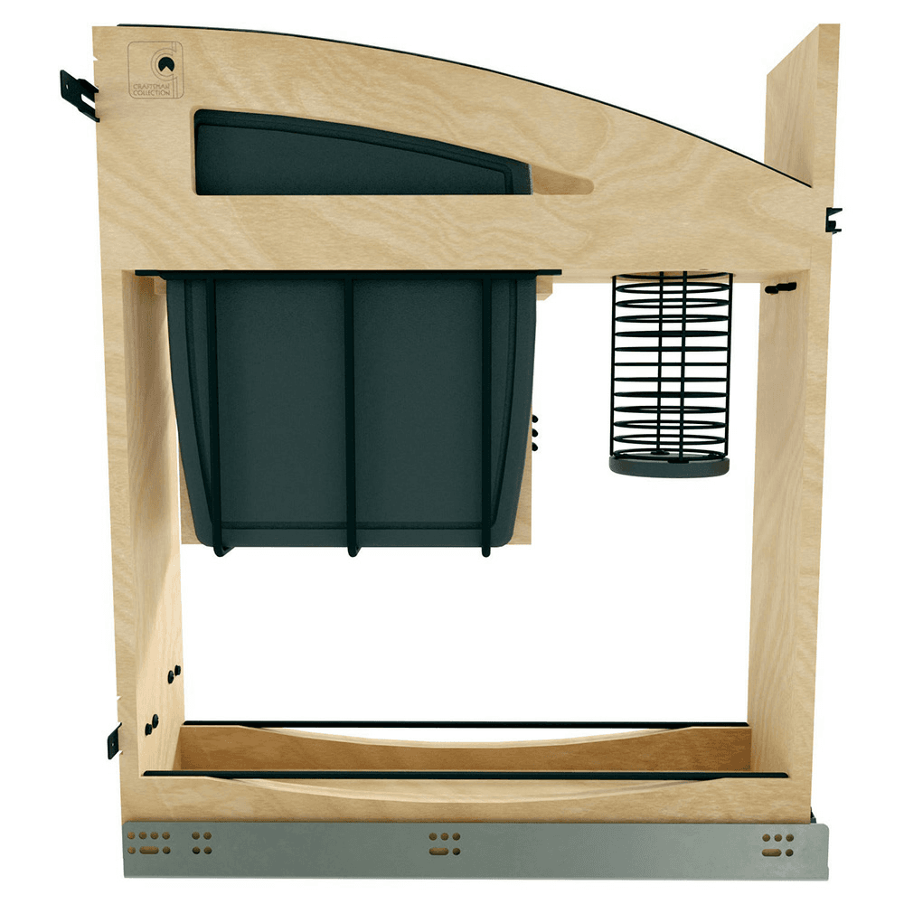 5" Craftsman Knife Block Pullout Organizer with Black Accents for 9" Base Cabinets, Light Brown Alt 1 - Image