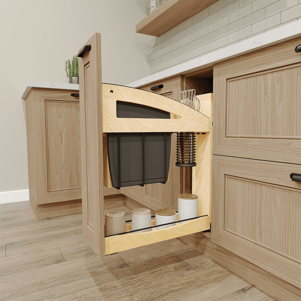 5" Craftsman Knife Block Pullout Organizer with Black Accents for 9" Base Cabinets, Light Brown Alt 6 - Image