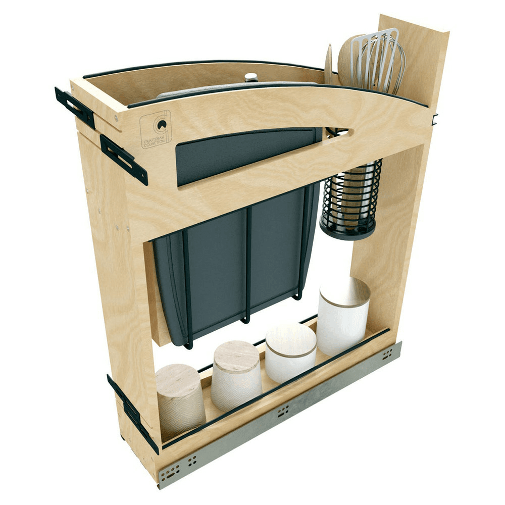 5" Craftsman Knife Block Pullout Organizer with Black Accents for 9" Base Cabinets, Light Brown Alt 7 - Image