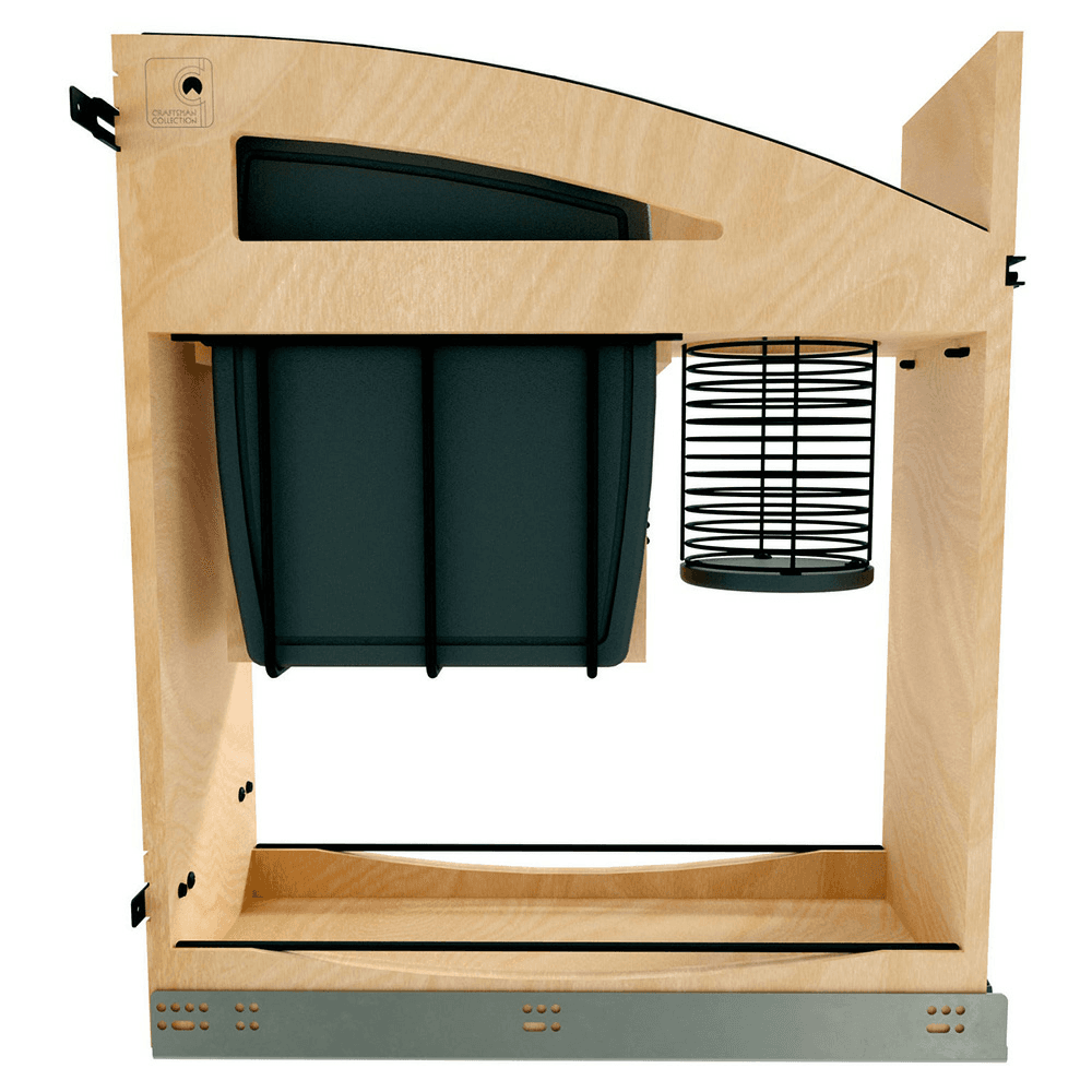 8" Craftsman Knife Block Pullout Organizer with Black Accents for 12" Base Cabinets, Light Brown Alt 1 - Image