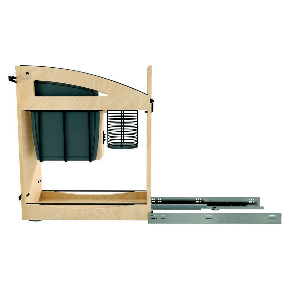 8" Craftsman Knife Block Pullout Organizer with Black Accents for 12" Base Cabinets, Light Brown Alt 6 - Image
