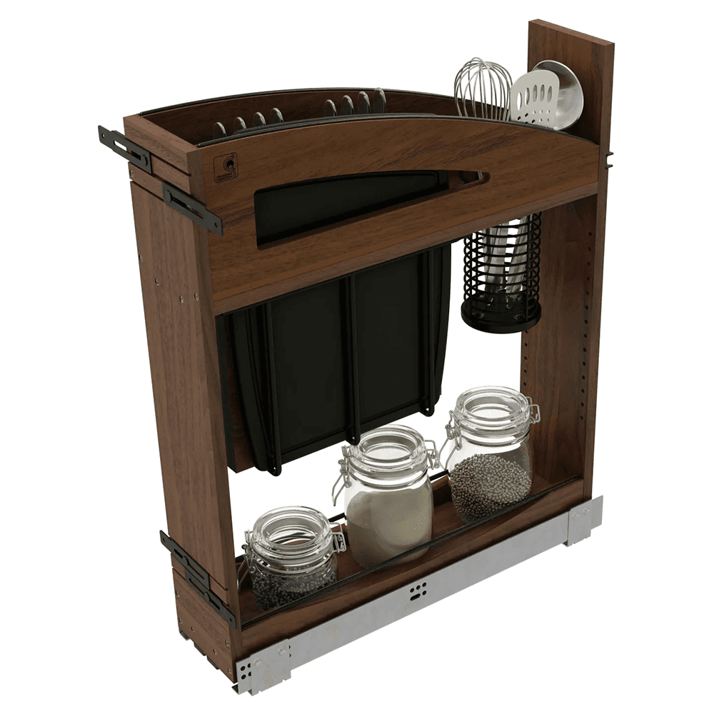 5" Craftsman Knife Block Pullout Organizer with Black Accents for 9" Base Cabinets, Dark Brown Alt 5 - Image