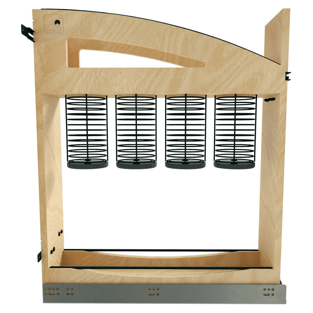5" Craftsman Utensil Pullout Organizer with Black Accents for 9" Base Cabinets, Light Brown Alt 1 - Image