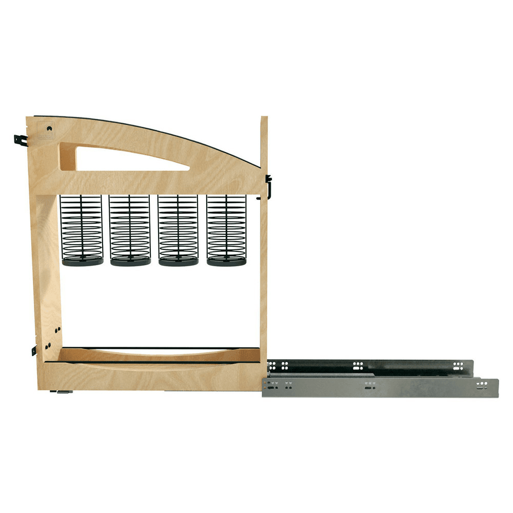 5" Craftsman Utensil Pullout Organizer with Black Accents for 9" Base Cabinets, Light Brown Alt 5 - Image
