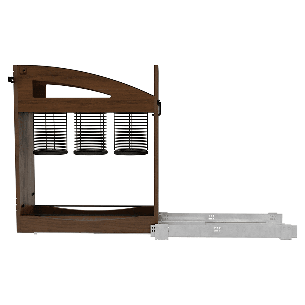 8" Craftsman Utensil Pullout Organizer with Black Accents for 12" Base Cabinets, Dark Brown Alt 5 - Image
