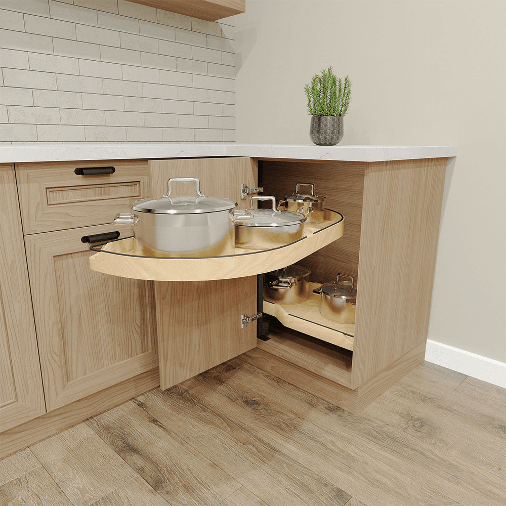 12" Two-Tier Craftsman Collection Girasolo with Soft-Close/Black Accents for Right Opening/Blind Right Corner Cabinet, Light Brown Alt 4 - Image