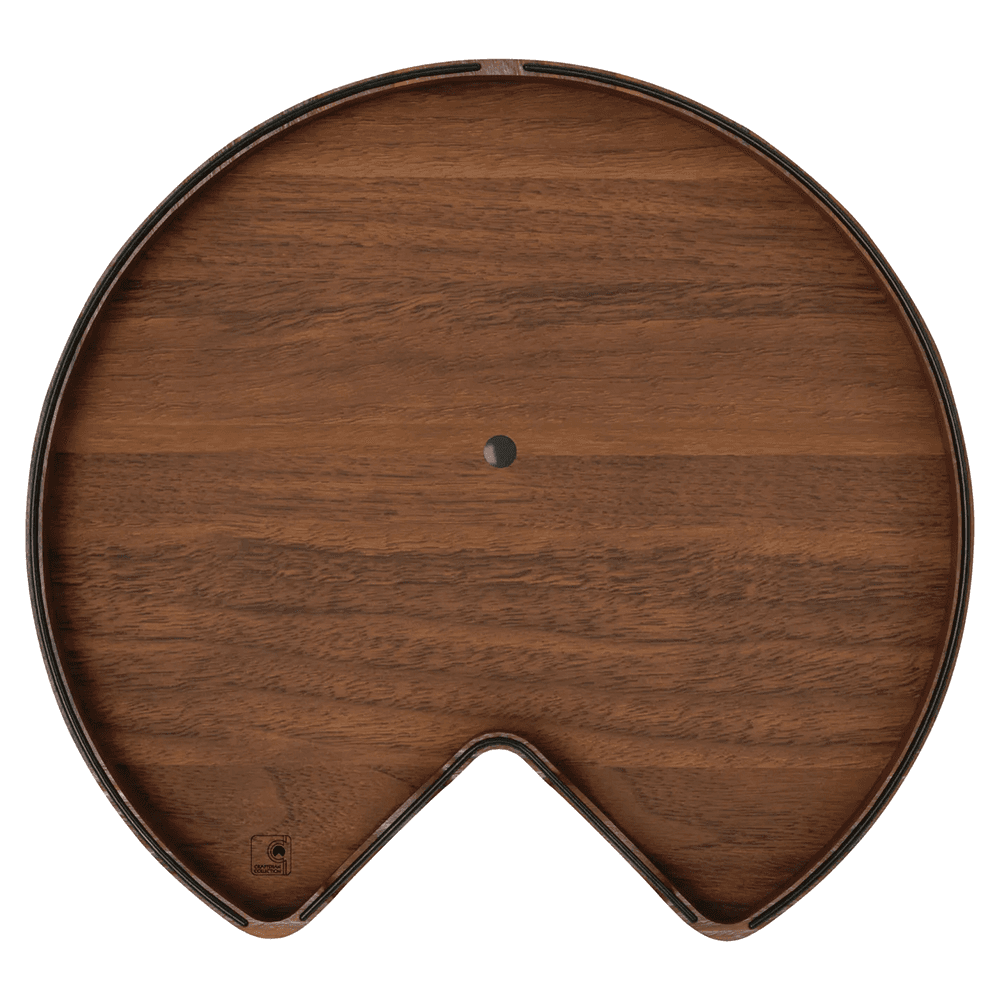 28" Kidney 1 Tray Wood Lazy Susan with Steel Swivel Bearing Alt 2 - Image