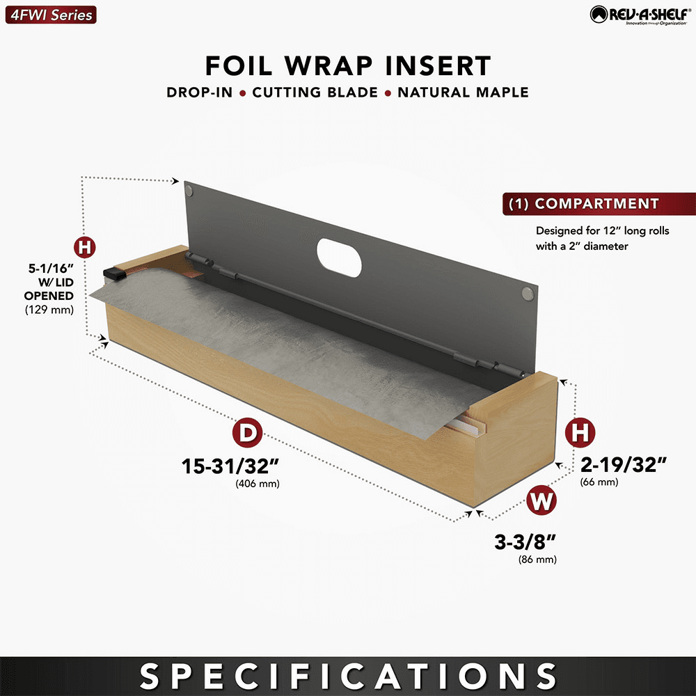 3-3/8" Foil Wrap Insert with Sliding Cutting Blade, Black Alt 10 - Image