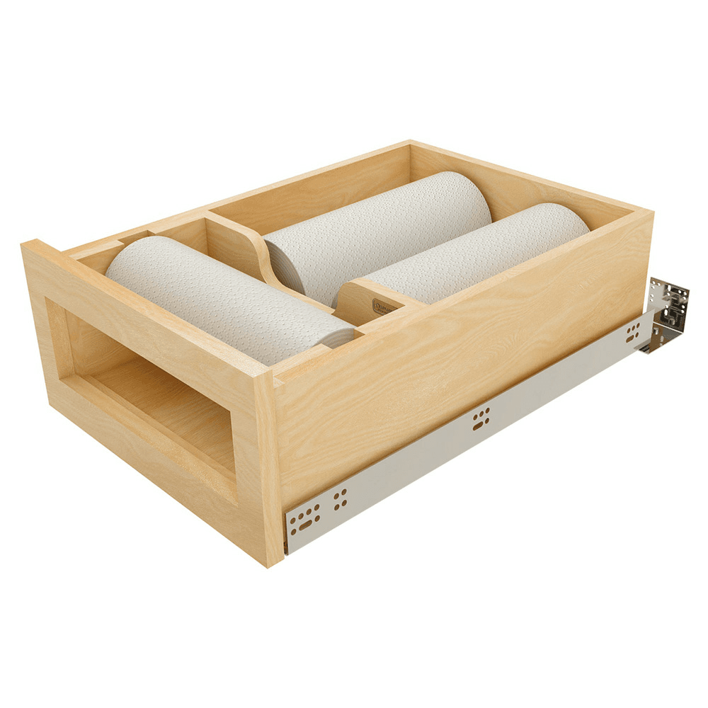 15" Paper Towel Drawer System with BLUM Soft-Close Slides for 18" Base Cabinets, Dark Brown Alt 8 - Image