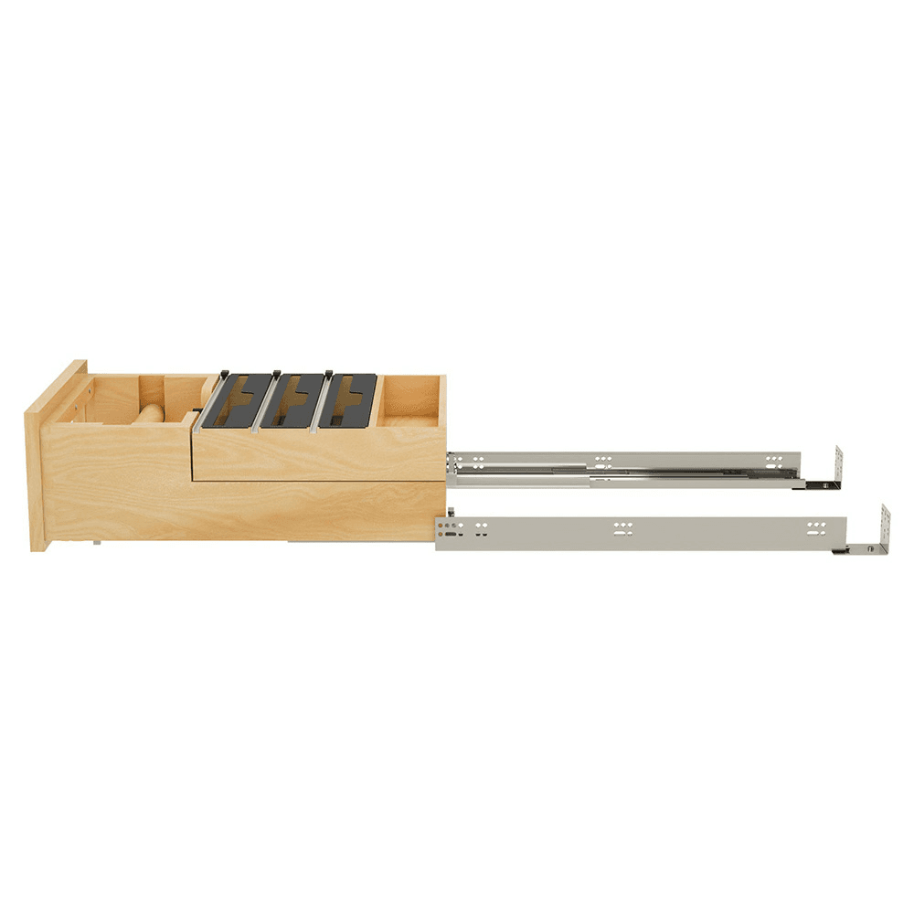 15" Paper Towel/Foil Wrap Tiered Drawer System with BLUM Soft-Close Slides for 18" Base Cabinets, Dark Brown Alt 4 - Image