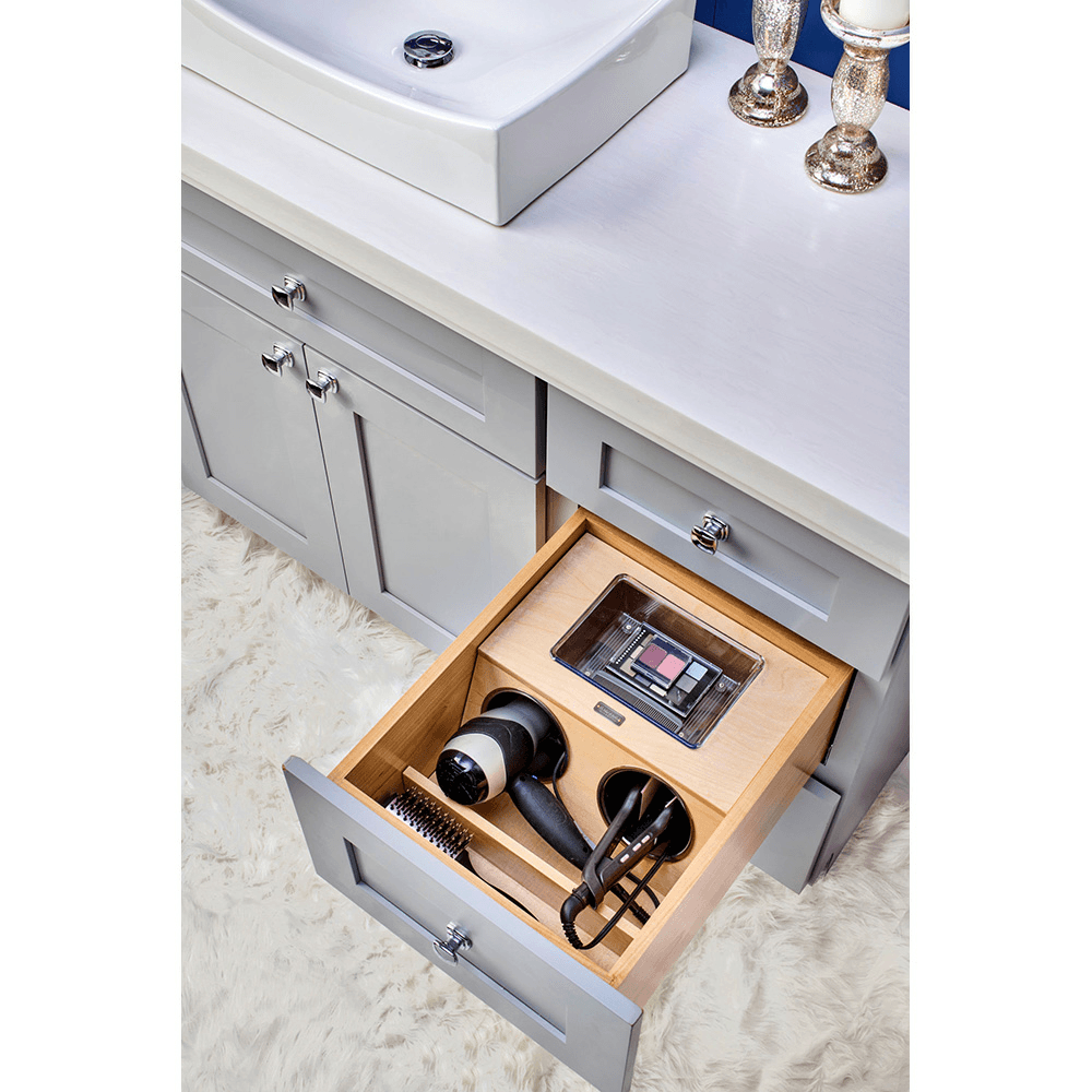 13-5/32" Vanity Drawer Insert with Stainless Steel Bin for 18" Vanity Base Cabinet Drawers, Brown Alt 4 - Image
