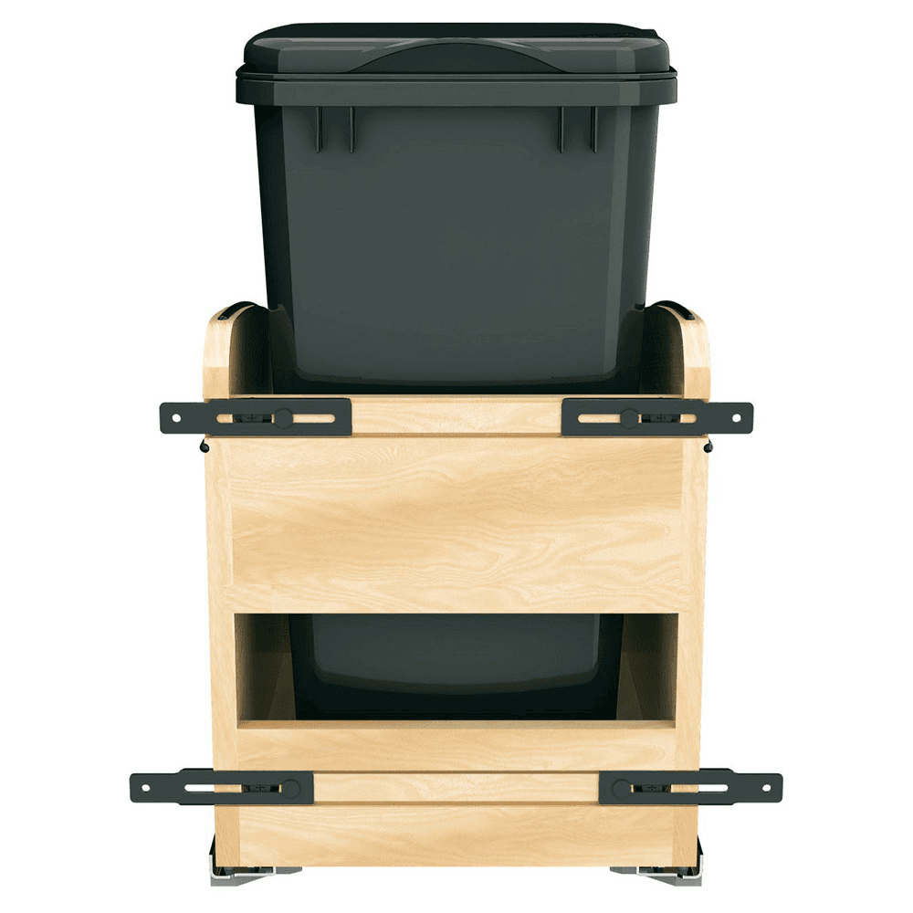 Single 35 Qt. Craftsman Collection Bottom Mount Pullout Waste Container, Black Alt 2 - Image
