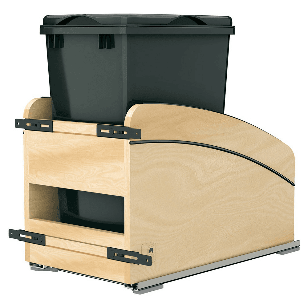 Single 35 Qt. Craftsman Collection Bottom Mount Pullout Waste Container, Black Main - Image