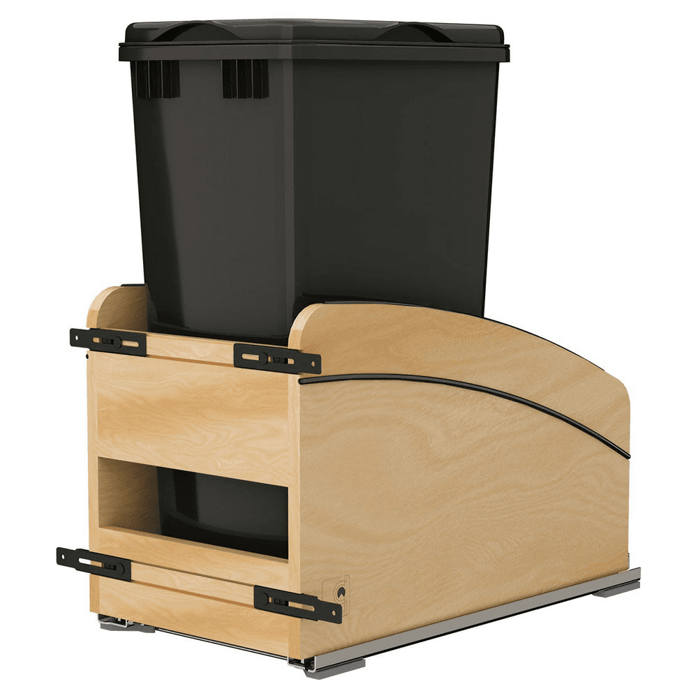 Single 50 Qt. Craftsman Collection Bottom Mount Pullout Waste Container, Black Main - Image