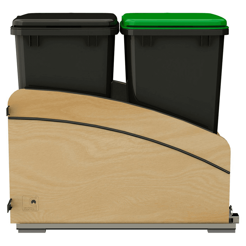 Double 35 Qt. Craftsman Collection Bottom Mount Pullout Waste Container, Black Alt 1 - Image