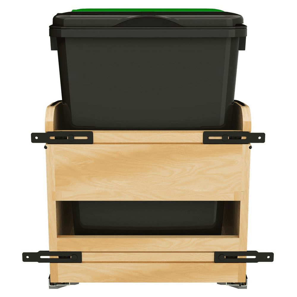 Double 35 Qt. Craftsman Collection Bottom Mount Pullout Waste Container, Black Alt 2 - Image