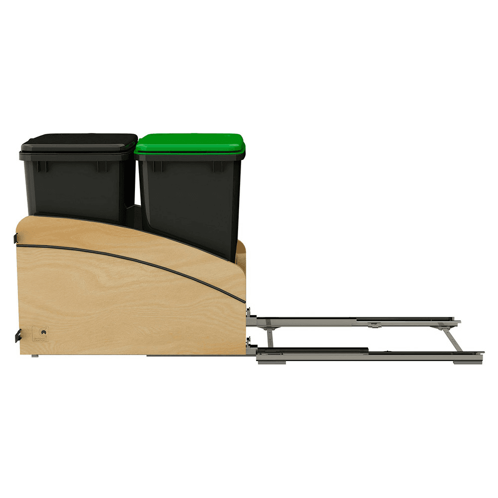 Double 35 Qt. Craftsman Collection Bottom Mount Pullout Waste Container, Black Alt 4 - Image