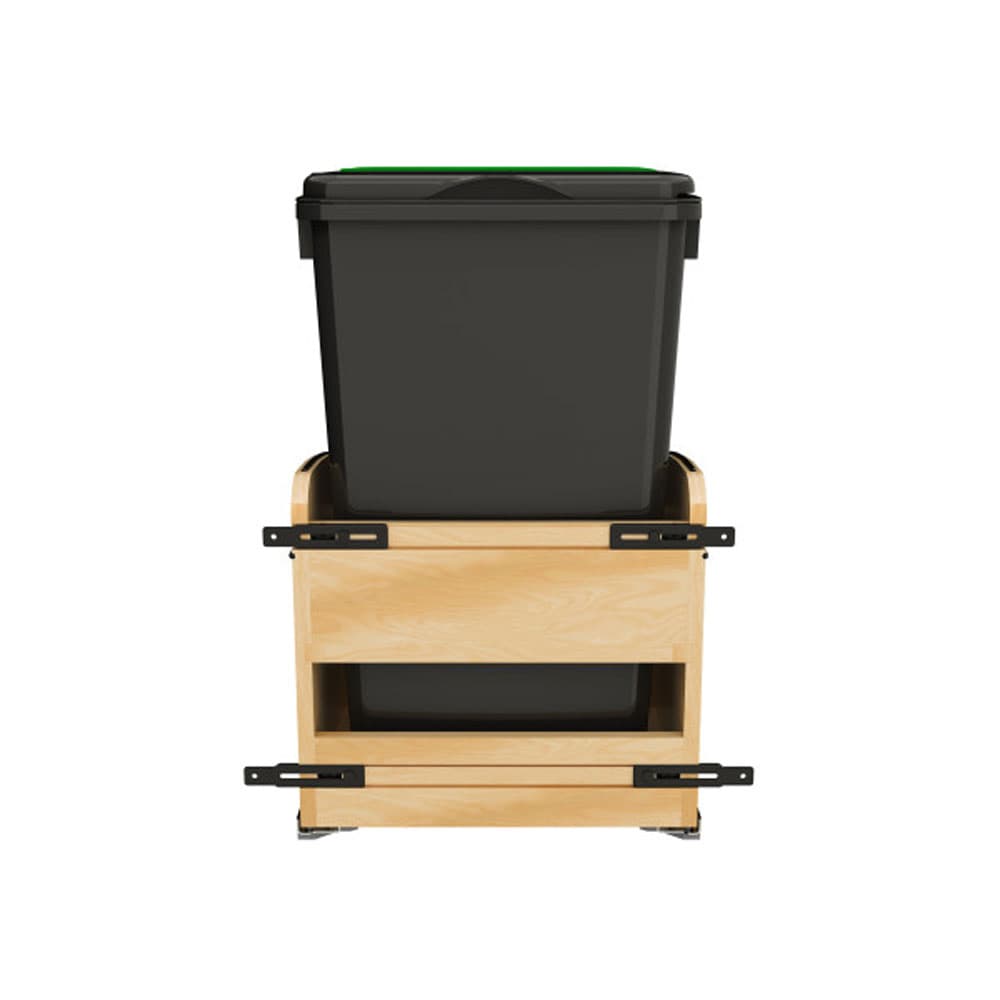 Double 50 Qt. Craftsman Collection Bottom Mount Pullout Waste Container, Black - Front