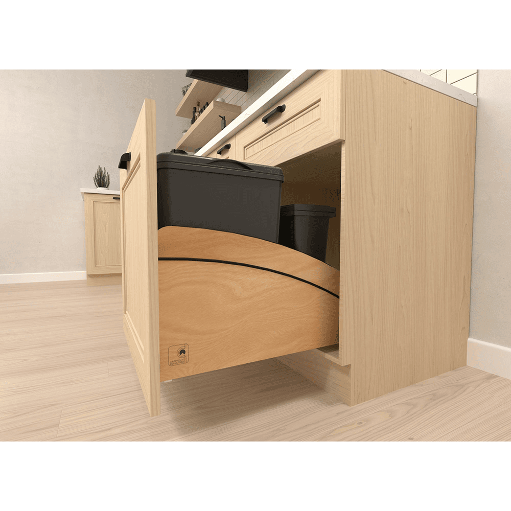 Double 32 Qt. Craftsman Collection Bottom Mount Pullout Waste Container, Black Alt 4 - Image