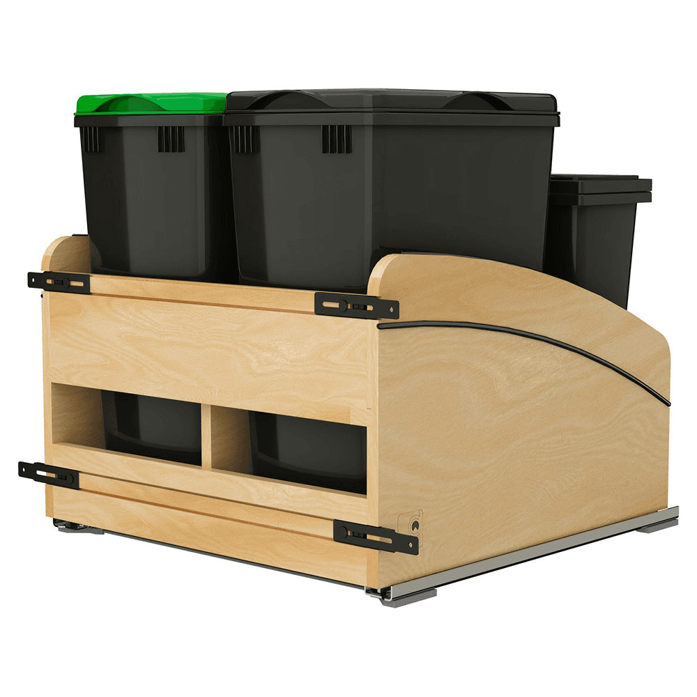 Double 32 Qt. Craftsman Collection Bottom Mount Pullout Waste Container, Black Main - Image