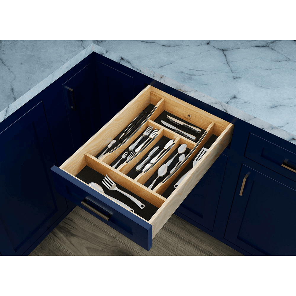 13-1/4" Craftsman Cutlery Drawer Insert with Black Accent, Light Brown Alt 5 - Image