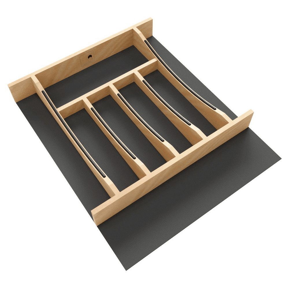 16-1/4" Craftsman Cutlery Drawer Insert with Black Accent, Light Brown Main - Image