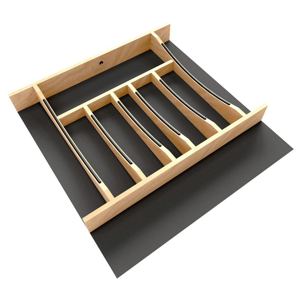 19-1/4" Craftsman Cutlery Drawer Insert with Black Accent, Light Brown Main - Image