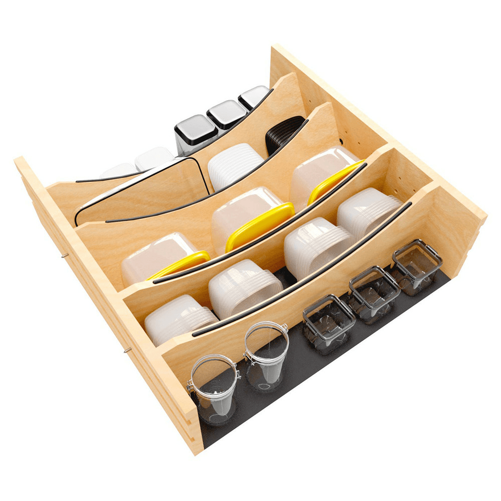 19-1/4" Craftsman Adjustable Deep Cutlery Drawer Divider Insert with Black Accent, Light Brown Alt 10 - Image